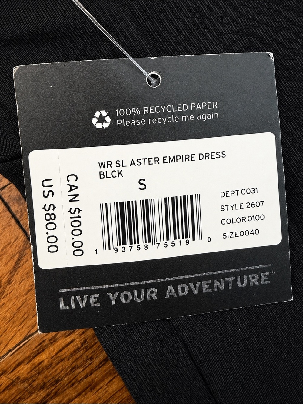 Eddie Bauer Aster Black Sleeveless Active Dress Empire Waist Size S NWT - Picture 15 of 16